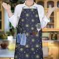thumbnail image 6 of Dark Blue Sun Moon Star Pattern Apron-Garden Aprons for Women with Pockets-Cotton Linen Waterproof Kitchen Cooking Gardening Aprons Adjustable for Kitchen,Cooking,BBQ and Salon 33x27 Inch, 6 of 7