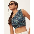 thumbnail image 2 of Moomaya Tie-Up One Shoulder Tops For Women, Sleeveless Printed Summer Crop Top, 2 of 8