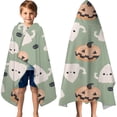 thumbnail image 3 of Cute Halloween Ghost Pumpkin Pattern Hooded Bath Towel，60"x35" for Ages 3 To 12 Kids, Quick Dry Lightweight Soft Microfiber Hood Beach Towel Cover Up for Kids, 3 of 7