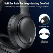 Headphones, AUOSHI Active Noise Cancelling Headphones, 55H Playtime, Over Ear Wireless Bluetooth5.3 Headphones with Mic, Blocks Engine Noise, Black