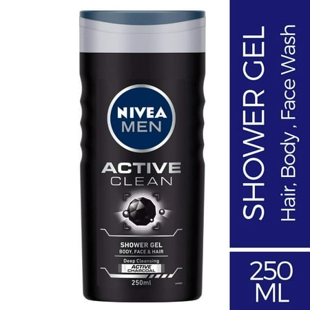 NIVEA MEN Hair, Face & Body Wash, Active Clean Shower Gel, (Best Shower Gel For Men In India)