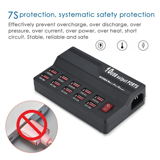 USB Intelligent, USB 12A, Pratique et Pratique Charge Rapide 2.1A 60W USB Intelligent USB