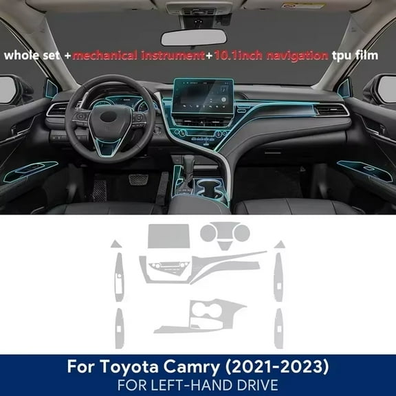 For Toyota Camry 2021-2023 10.1inch Center Console Gear Navigation Dashboard Door Window Interior Sticker Tpu Clear Film LHD.