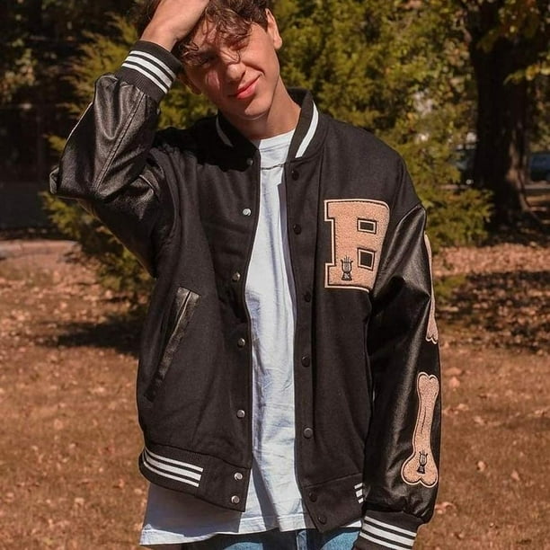 Men s PU Flocking Varsity Jacket Baseball Sports Jacket Sweat
