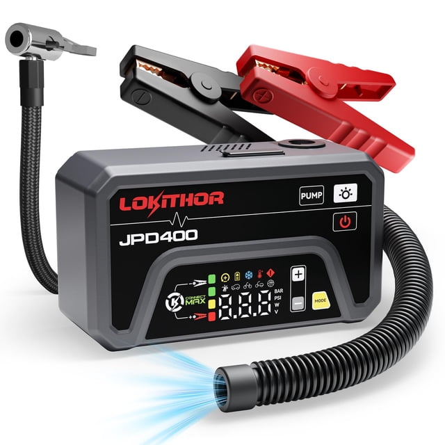 Arrancador LOKITHOR JPD400 3000A 10000mAh con compresor de aire