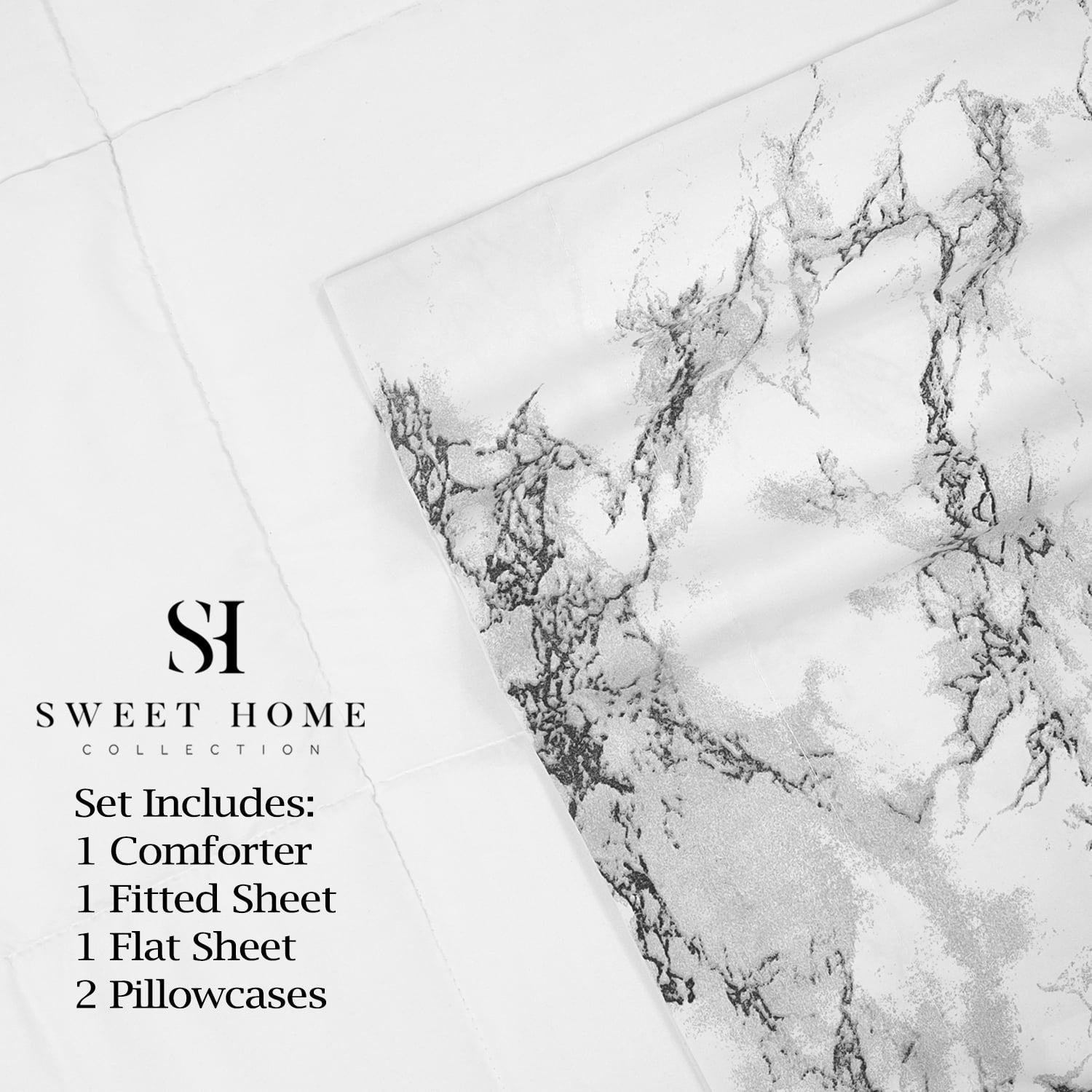 Sweet Home Collection Bed-In-Bag Marble Print Set