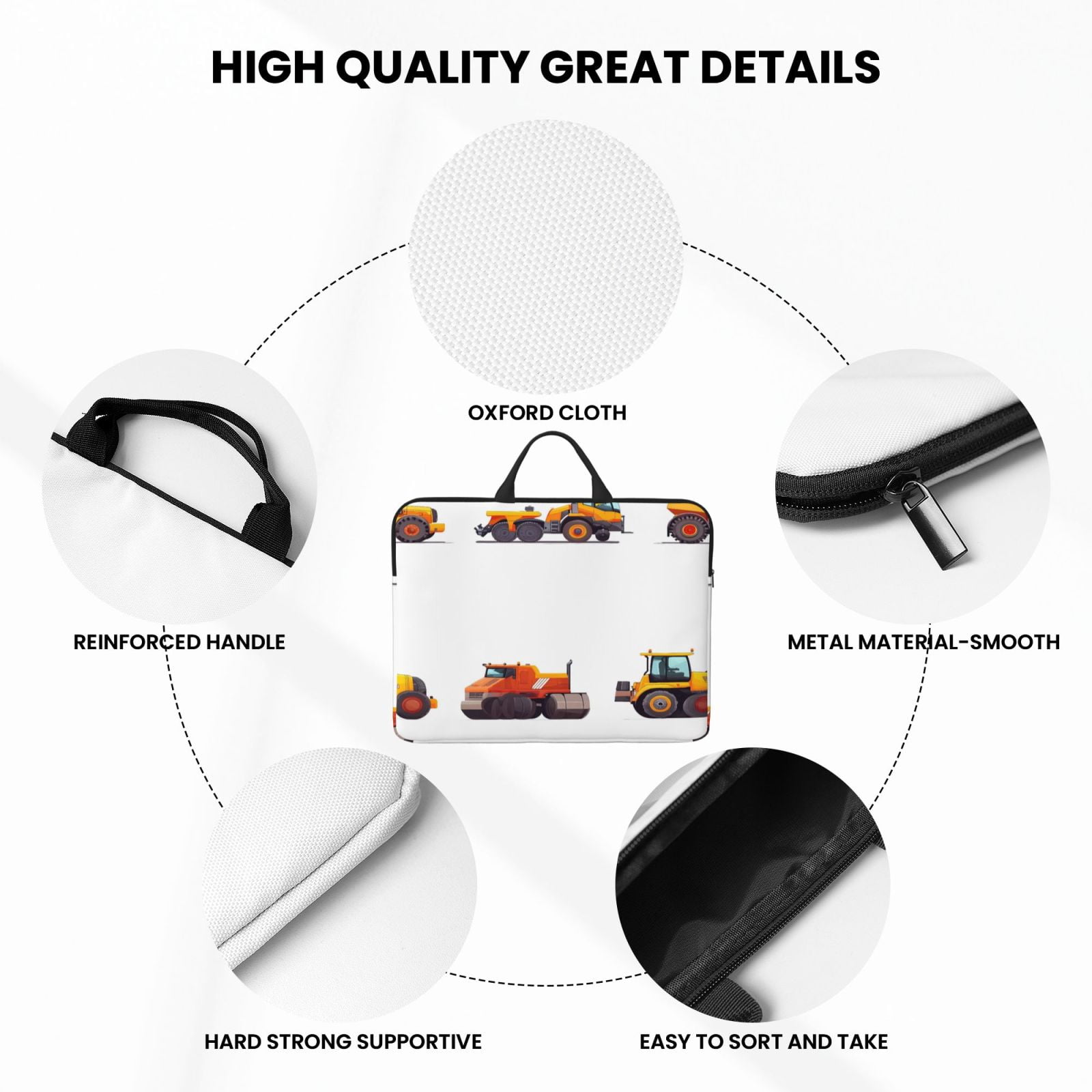 Laptop Sleeve Bag For Women Men 14inch Waterproof Durable Protective Computer Carrying Cover Handle Laptop Case Bag Engineering Vehicle-1