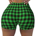 thumbnail image 2 of Fuzoiu Buffalo Plaid Green Black Print Women's Workout Shorts,Workout Biker Shorts Women,Exercise Fitness Shorts,Scrunch Short, Athletic Shorts for Gym Yoga Running Sport Active-X-Large, 2 of 8