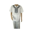 thumbnail image 6 of Men 2pc Stacy Adams leisure suit Linen Cotton With Embroidery 3668 white black, 6 of 6