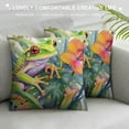 thumbnail image 3 of Creowell Funny Animal Frog Home Decorative Throw Pillow Cover Watercolor Tree Frog in Tropical Jungle Cushion Case Decoration Outside Pillowcase Sofa Couch Decor, 3 of 5