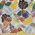 thumbnail image 1 of Bird Print Fabric by the Yard Upholstery, Colorful Tropical Forest with Leaves and Parrots on a Dotted Background, Decorative Fabric for DIY and Home Accents, 2 Yards, Multicolor by Ambesonne, 1 of 4
