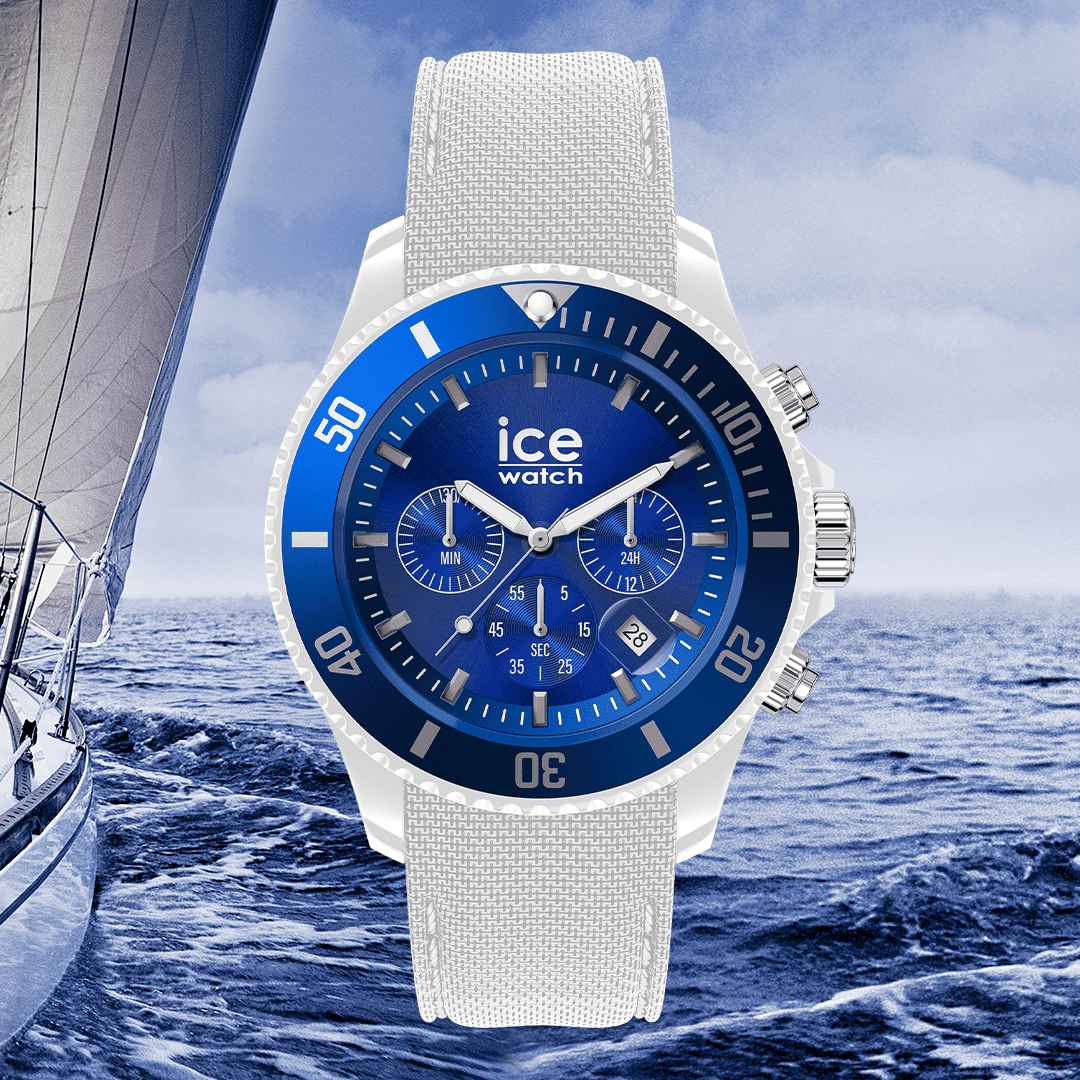 ICE-WATCH - ICE Chrono Dark Blue Red - Men's Chronograph Wristwatch with Silicon Strap - 021425 (Medium) - 10 ATM Water Resistant Watch for Men, Suitable for Swimming