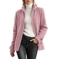 thumbnail image 5 of Maqroz Womens Winter Coats Polar Fleece Jacket Long Sleeve Zip Up Stand Collar Warm Outerwear with Pockets Pink,M, 5 of 5