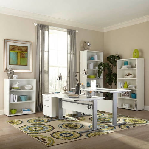 Tvilum Pierce Height Adjustable Desk, White and Silver