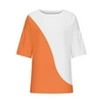 thumbnail image 4 of Olyvenn Stylish Linen Tops for Women Oversized Summer Shirt 3/4 Length Sleeve Tshirt Loose Casual Print Tee Trendy Ladies Blouse Orange 8, 4 of 4