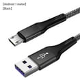 thumbnail image 4 of Injueey Cable Micro USB 3A, cable de datos USB de carga rápida de nailon para tableta, teléfono móvil Android, cable de carga USB Teléfono y Comunicación Negro Androide 1M, 4 of 6