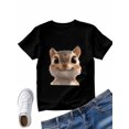 thumbnail image 6 of Women's T-Shirt Cute Squirrel Short Sleeve Casual Tee Classic Crew Neck T Shirt for Women Black, 2XL, 6 of 7