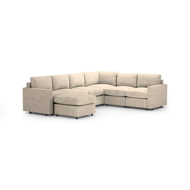 Sala Seccional Modular Esquinera Adapti 6 Plazas + Otomano | Beige Ostra