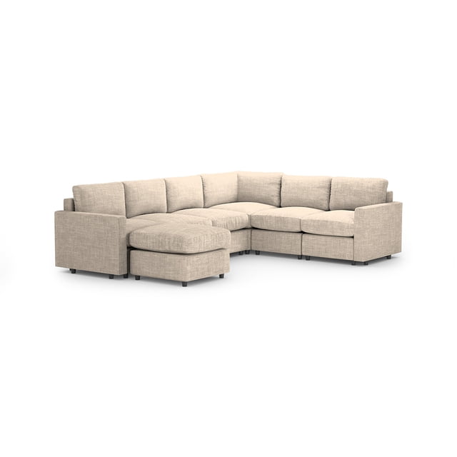 Sala Seccional Modular Esquinera Adapti 6 Plazas + Otomano | Beige Ostra