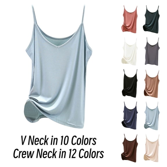 Gpoecd Womens Casual Camisole Tank Top for Home and Leisure Comfortable Strap Design Versatile Layering Soft Breathable All Season Wear Built In Bra Tank Tops for Women 02_Light Blue,L