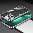 thumbnail image 1 of Luxury Heavy Duty Case for iPhone 14 Pro 6.1 inch Slim Thin Case Stainless Steel Frame Carbon Fiber Back Design All-inclusive Lens Protection Shockproof Case, Purple, 1 of 8