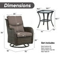 thumbnail image 5 of Gymojoy 3 Pieces Patio Furniture Set, Outdoor Swivel Gliders Rocker, Wicker Patio Bistro Set with Rattan Rocking Chair for Backyard,Porch( Gray), 5 of 8