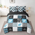 thumbnail image 3 of Manfei Rustic Elephant Child 7-Piece Twin Bedding Sets, Vintage Blue Buffalo Plaid Bedding Comforter Set, Kawaii Cartoon Animal Reversible Sheet Sets, Lightweight Room Decor, 3 of 8