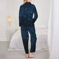 thumbnail image 5 of Disketp Pajamas Set Long Sleeve Sleepwear Womens Button Down Nightwear Pj Sets-Blue Glitter Retro, 5 of 9