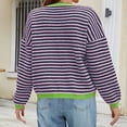 thumbnail image 2 of Womens Sweaters Casual Striped Pullover Sweaters Autumn Winter Color Block V Neck Knitwear Sweater Pink XXL, 2 of 5