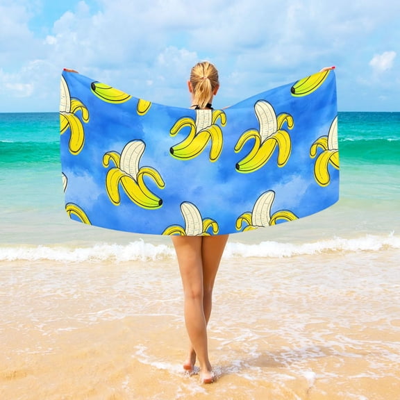 Ryvnso Bananas Tie Dye Beach Towel Quick Dry Swimming Yoga Beach Towels Large Sand Free Microfiber Towel 31"W x 71"L