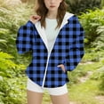 thumbnail image 2 of BFHHYA Girls' Plaid Print Sweatshirt Jacket Kid Tween Oversized Hoodie Zip-Up Drop Shoulder Sweatshirt with Pockets (4-15 Years), 2 of 5