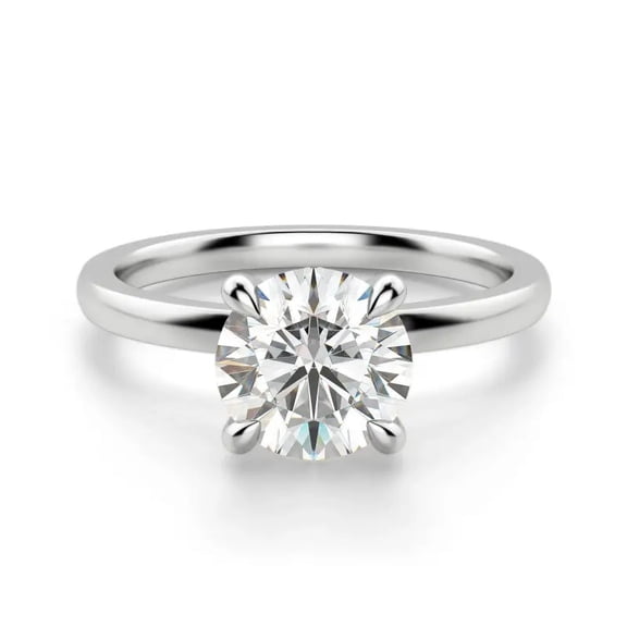 Certified 1 Carat Round Cut Solitaire Diamond Engagement Ring in 10K White Gold | Anniversary Wedding Gift