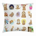 thumbnail image 1 of Sloth Throw Pillow Cushion Cover, Set of Manga Style Sloth Characters with Different Expression and Poses Cute Humorous, Decorative Square Accent Pillow Case, 16 X 16 Inches, Multicolor, by Ambesonne, 1 of 2