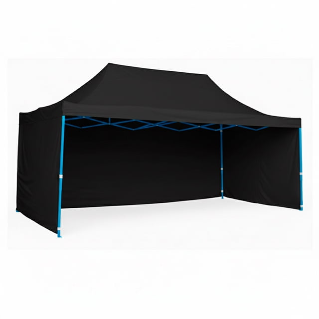 Ilios Innova | Toldo Plegable Negro 3x4.5 con Paredes Laterales, Impermeable y Resistente al Calor, Velcro de Ajuste, Ideal para Exterior