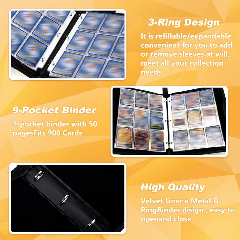 900 card binder 900 Pocket Trading Card Binder – 50 Removable Sheets, Premium Zippered –  Trendiphy main image 1