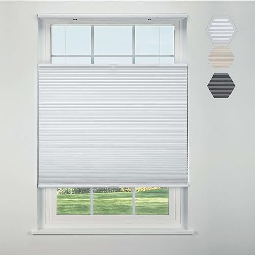 Linen AVENUE Store Cellulaire Occultant Sans Cordon, Haut-Bas, 25 1/2 L x 48 H, Blanc