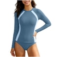 thumbnail image 2 of Xdegoge Rash Guard Swimsuit Girls Two Piece Long Sleeve Color Block Athletic Bathing Suits Full Coverage Swimming Wear Summer Holiday Beach outfits, 2 of 7