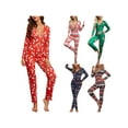 thumbnail image 2 of Ugly Christmas Pajamas for Women Onesies Pajamas V Neck Bodycon Jumpsuit Bodysuit Sleepwear Nightwear, 2 of 7