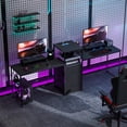 thumbnail image 2 of HOMCOM Computer Desk for 2 Person, Gaming Desk with Power Outlets, Black, 2 of 10