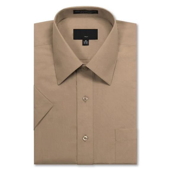 Allsense Men’s Regular-Fit Short-Sleeve Dress Shirt, Khaki Tan, Small