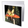 3dRose Pretty Forest Fairy On Mushroom/Toadstool With Light, Greeting Cards, 6 x 6 inches, set of 12