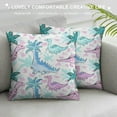 thumbnail image 3 of Throw Pillow Covers , Dinos Pillow Covers for Kids Girls, Lovely Cute Animals Cushion Covers, Cartoon Lumbar Outdoors Pillow Cases, Pink Green, 3 of 5