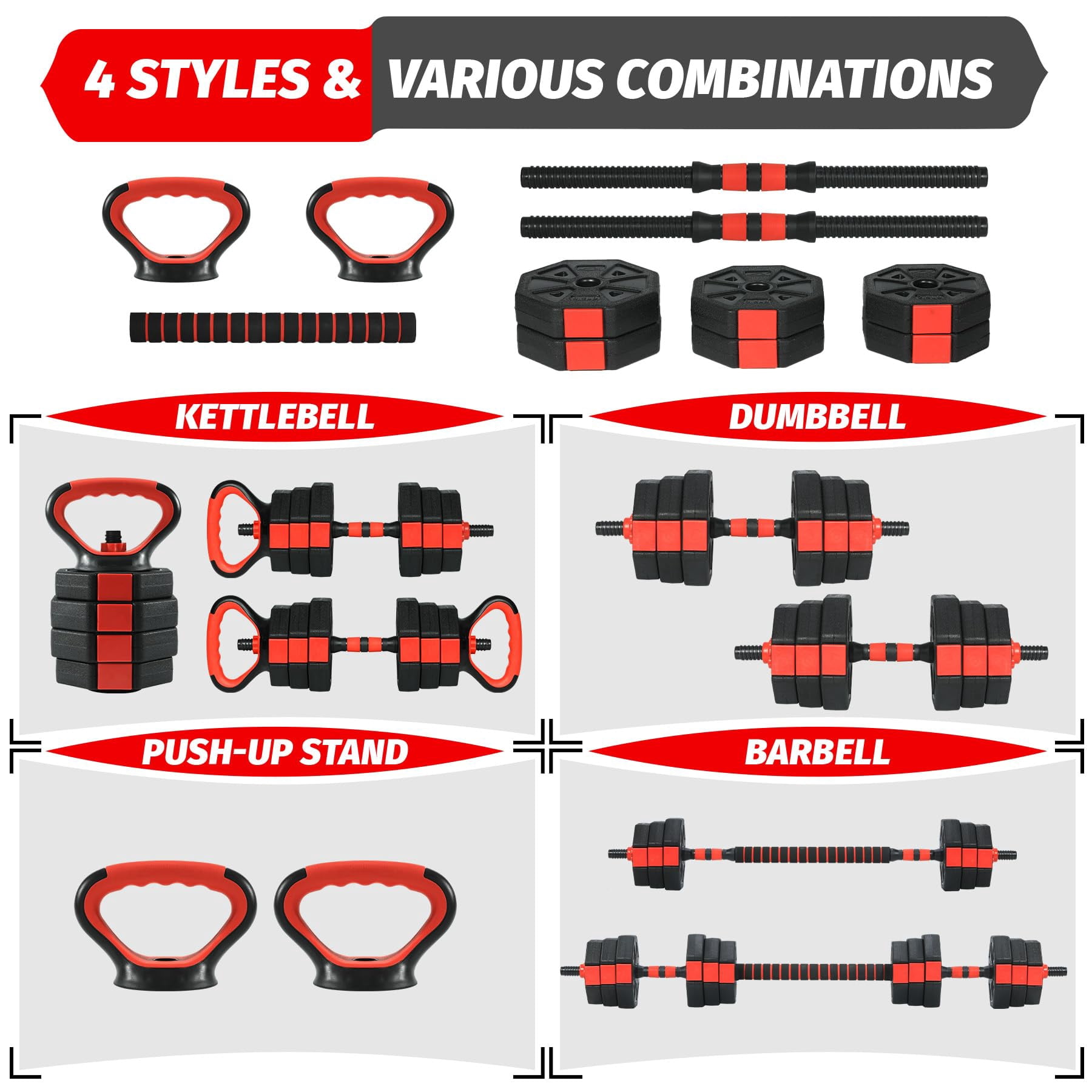 3-In-1 Octagonal Adjustable Dumbbell Set, 88LBSFree Weights Dumbbells with Anti-Slip Handle for Men & Women, Versatile Dumbbells Set of 2 with Connector, Perfect for Home Gym
