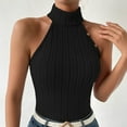 thumbnail image 3 of Mittory Women Ribbed Sweater Tank Tops Knit Mock Neck Top Sleeveless Shirts Summer Casual Basic Vest Tanks, 3 of 5