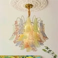 thumbnail image 5 of FINE MAKER 20-inch French creative glass chandelier, 5-head bedroom chandelier, dining room and living room three-color lighting fixture (with light source), 5 of 8