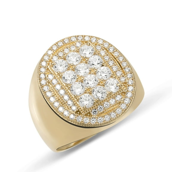 CZ Oval Design Signet Ring 10K Yellow Gold, 8.15 Gr – Goldum NYC