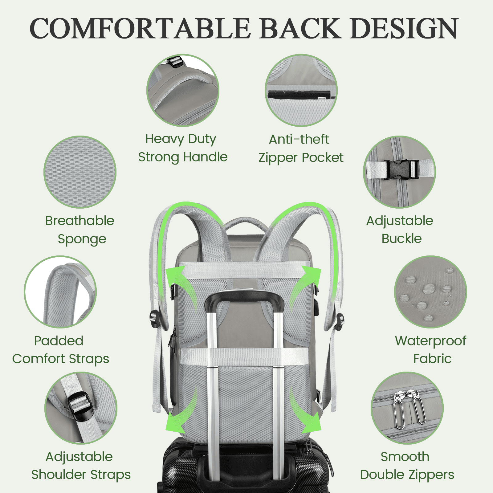 DAKOMM 17.7" Travel Backpack with USB Port & Shoe Compartment, TSA-Approved Laptop Carry On Backpack, Waterproof Large Casual Daypack Travel Bag for Women Men Weekender Trips, Business & Hiking, Gray