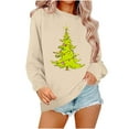 thumbnail image 2 of Njoeus Womens Crewneck Sweatshirt Raglan Long Sleeve Christmas Tree Print T-Shirt Casual Cute Pullover Top Christmas Sweatshirt for Women Gifts Khaki M, 2 of 3