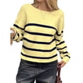 thumbnail image 1 of Suéter Corto de Cuello Redondo para Mujer, Larga, Tejido Grueso, Estilo Jersey, Ideal para Otoño Amarillo y Azul M, 1 of 7