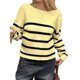 thumbnail image 1 of Suéter Corto de Cuello Redondo para Mujer, Larga, Tejido Grueso, Estilo Jersey, Ideal para Otoño Amarillo y Azul L, 1 of 7